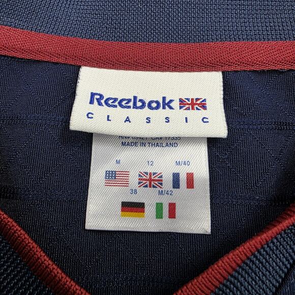 Reebok Classic Polo Shirt Womens Medium Navy Blue Raglan Performance Athletic - Picture 2 of 16